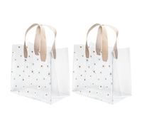 Kaslaider 2 Piezas Bolso Transparente de Regalo, Bolsas de Regalo de Plástico PVC Transparente, Bolsas de Asas de PVC con Patrón de Margaritas para Envolver para Cumpleaños, Bodas, Baby Shower