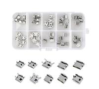 Kaslaider 50pcs 10 Tipos Conector Micro USB Hembra Enchufe, 180 Grados 5-Pin Dip Jack de Soldar Surtido Kit para Teléfonos Móviles, Adaptador de Repuesto de Reparación de Conector USB