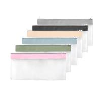 Kaslaider 6 Pcs Portátil Bolsa de Lápices con Cremallera, Estuches Lápices De TPU Súper Suave Bolsa Transparente Maquillaje Paquete para Exámenes Impermeable Pencil Case para Oficina Exámenes Viajes