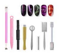 Kaslaider Set de 8 Palos Imán Magnético Stick para Polvo, Imán magnético Ojo de Gato bolígrafo - Efecto de Ojo de Gato DIY Nail Art Herramientas para 3D Esmalte de Ojos de Gato Esmalte de Gel UV