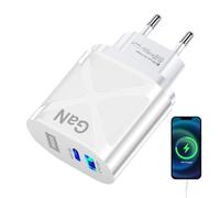 Kasmole Bloque de Cargador USB 65W, Cargador portátil de 65w - Cargador USB de 2 Puertos de Carga rápida,Cargador PD QC3.0, Cargador USB de 2 Puertos, Bloque de Carga rápida para Ordenador