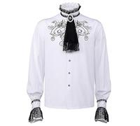 Kasmole - Camisa renacentista para hombre - Disfraz de príncipe para hombre - Camisa pirata para hombre renacentista vampiro victoriano Steampunk gótico traje medieval con volantes