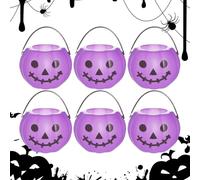 Kasmole Cubo Calabaza, 6 Piezas Cubo de Calabaza de Halloween Contenedor de Caramelos, Decoración Hogar Fiestas Cumpleaños Exteriores Colegio Niños