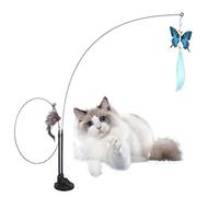 Kasmole - Juguete de gatito con doble cabeza para gatos y gatitos, juguetes interactivos, gatito, base de ventosa, para artefacto, cosquilleo, gatito, con grapa fija