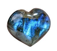 Kasmole Labradorite en corazón - Piedra de Palma Natural en corazón | Piedra de inquietud Masaje, Bolsillo Pulido por Mineral Reiki, Piedras de Soplo
