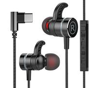KASOTT Auriculares USB C para Samsung con cable, magnéticos, tipo C, con control de volumen, graves profundos, cancelación de ruido estéreo, para iPhone 17 Pro Max Air 16 16e 15 Pixel 10 9a (negro)