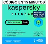 Kasperky Standard AntiVirus 1 Pc Kasp / 1 año/ email con código 15 minutos