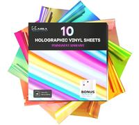 Kassa Cinta adhesiva permanente, vinilo holográfico que cambia de color, vinilo adhesivo para manualidades, 12 x 12 pulgadas, cada uno con hoja de cinta de transferencia y escobilla