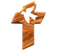 KASSIS Cruz colgante de madera de olivo con paloma de la paz - Cruz de pared hecha a mano en Belén - Regalo religioso para bautizo, primera comunión, confirmación, boda