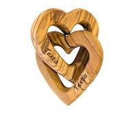 KASSIS Cuori in Legno d'ulivo per gli sposi, per San Valentino, anniversario, anniversario di Matrimonio, Compleanno - Cuori in Legno collegati - Regalo di nozze (con Grabado, 5 cm)