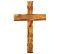 Kassis Geschenkartikel Cruz sencilla de madera de olivo para colgar - Cruz de pared hecha a mano de Belén - Bordes rectos, 20 x 12,5 cm (sin grabado)