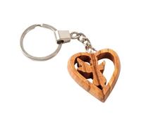 KASSIS - Llavero de madera de olivo con forma de corazón, regalo para varias, Ángel de la guarda, 3,50 x 4 cm