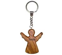 KASSIS Llavero Personalizado ángel de la Guarda de Madera de Olivo - Recuerdo Cristiano Hecho a Mano en Belén - Regalo religioso para Nacimiento, Navidad, Bautizo, comunión y confirmación