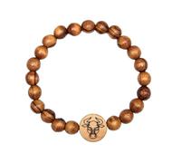 Kassis Pulsera de madera de olivo con signo del zodiaco - Pulsera de perlas de madera hecha a mano - Joyería unisex - Zapatos para hombre y mujer, klein, mit Gravur, madera de olivo, Madera de olivo