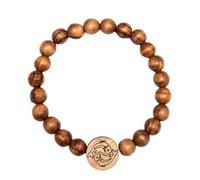 Kassis Pulsera de madera de olivo con signo del zodiaco - Pulsera de perlas de madera hecha a mano - Joyería unisex - Zapatos para hombre y mujer, groß, ohne Gravur, madera de olivo, Madera de olivo