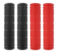 Kasteco 2 pares de empuñaduras de manillar de bicicleta para BMX/bicicleta de montaña de carretera (negro y rojo)
