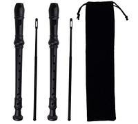 Kasteco Paquete de 2 flautas soprano de estilo alemán de 8 agujeros, 3 piezas con varilla de limpieza, bolsa de almacenamiento negra, material ABS (negro)