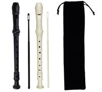 Kasteco Paquete de 2 flautas soprano de estilo alemán de 8 agujeros, 3 piezas con varilla de limpieza, bolsa de almacenamiento negra, material ABS (blanco marfil y negro)