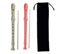 Kasteco Paquete de 2 flautas soprano Descant estilo alemán de 8 agujeros con varilla de limpieza, bolsa de almacenamiento negra (blanco marfil y rosa)