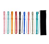 Kasteco Paquete de 9 flautas soprano de estilo alemán de 8 agujeros, 3 piezas con varilla de limpieza, bolsa de almacenamiento negra, material ABS (9 colores)