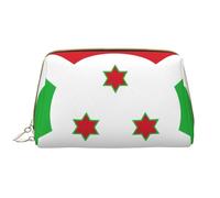 kastiong Bolsa de maquillaje portátil de cuero para mujer, organizador de cosméticos de viaje, bolsa de maquillaje con estampado de bandera de Burundi