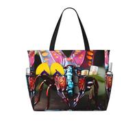 kastiong Bolsa grande de playa con estampado de insectos extraños, 7 bolsillos, impermeable, bolsa de hombro de viaje, gimnasio de gran tamaño