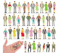 Kasyat 50 Mini Figuras de Personas Pintadas a Escala 1: 50 Modelos de Personas en Miniatura de Arquitectura de Tren Diminutos Juguetes Pequeñas Plásticas Pintadas de Pie y Sentar (Estilo Elegante, 50)