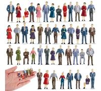 Kasyat Mini Figuras de Personas Pintadas a Escala 1: 50 Modelos de Personas en Miniatura de Arquitectura de Tren Diminutos Juguetes de Personas Pequeñas Plásticas Pintadas de Pie y de Sentar (30)