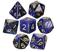 Kasyat Set de 7 Dados Juego de Dados Poliédricos con Bolsa Negra Set de Dados de Dragones y Mazmorras Set de Dados de Juegos de rol para Explorador Juego de rol RPG (Azul y Negro)