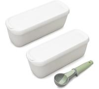Katai - Juego de 2 recipientes cilíndricos de 1,5 L - Envases reutilizables con tapa para helado casero, yogur helado, sorbete y postres congelados