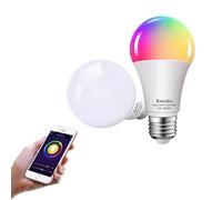 Katalia Bombilla Inteligente E27 9W RGB WiFi Pack 2 Bombillas Inteligentes Control Remoto Alexa Google Assistant y apps Tuya SmartLife Ajuste Brillo y Color Escenas Personalizables Temporizador
