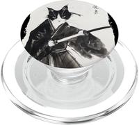 Katana de gato samurái con tinta japonesa vintage PopSockets PopGrip para MagSafe