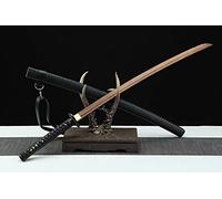 Katana de Palisandro Natural con Funda de Cuero Envuelta en Madera Maciza, 105 cm Negro Bokken, Espadas samuráis de Madera para Entrenamiento de Kendo, decoración del hogar, Cosplay, colección