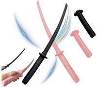 Katana Fidget Telescópico Impreso en 3D, Modelo de Sable Samurai de Plástico, Regalo Divertido para Cosplay y Anti-Stress (Negro+Rosa)