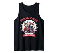 Katana samurái de Maine Coon de Anime, maullidos de Gatos Ninja, Parejas Camiseta sin Mangas