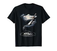 Katana Samurai Tinta Pincel Monte Fuji Zen Japón Paisaje Camiseta