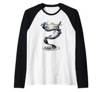 Katana Samurai Tinta Pincel Monte Fuji Zen Japón Paisaje Camiseta Manga Raglan