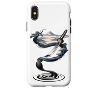 Katana Samurai Tinta Pincel Monte Fuji Zen Japón Paisaje Carcasa para iPhone X/XS
