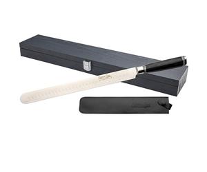 Katana Saya Cuchillo para cortar jamón 30 cm, acero inoxidable VG-10 de Damasco de 67 capas, mango de madera de pakka