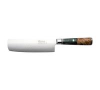 Katana Saya Elements Cuchillo Nakiri de 18 cm, verde selva tropical - Acero de Damasco VG-10 con alto contenido en carbono para dureza y filo extremos - Mango de madera de olivo natural y resina