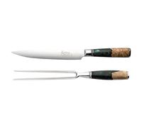 Katana Saya Elements Juego de 2 piezas para trinchar, verde selva tropical - Acero de Damasco VG-10 con alto contenido en carbono para dureza y filo extremos - Mango de madera olivo natural y resina