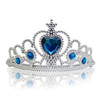 Katara 1682 - Diadema de Princesa Accesorio de Disfraz Corona de Cuentos de Hadas - Plateada con Cristales, Azul Claro