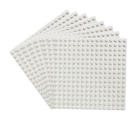 Katara 1741 Placas de Construcción 8 Pcs - 13x13cm / Pernos 16x16 Compatible con Lego, Sluban, Papimax, Q-Bricks, Blanco