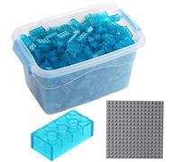 Katara Bloques de construcción - 520 Piezas, compatibles con Todos los demás Fabricantes - Incluyendo la Caja y la Placa Base, Azul Transparente