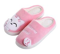 Katara - Zapatillas de Felpa para Gatos *Gran selección* Zapatillas de Animales para niños y niñas, tamaño EU 34/35, Etiqueta CN 36/37, Blanco Rosa