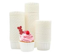 katbite 150 moldes de papel para cupcakes, para bodas, cumpleaños, fiestas, vasos desechables para hornear, color blanco
