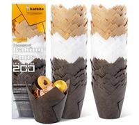 katbite 200 moldes de papel para magdalenas con forma de tulipanes, para fiestas, bodas, cumpleaños, magdalenas, color blanco, marrón, marrón oscuro