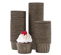 katbite Envoltorios de papel para muffins, 150 unidades de moldes mini para cupcakes para boda, cumpleaños, fiesta, vasos desechables de color marrón oscuro