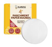 Katbite Rondas de pergamino resistentes de 8 pulgadas, 200 unidades, rondas de papel de pergamino disponibles, usos para hornear pasteles, forros para freidora de aire