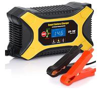 Katbo Cargador de batería de 6 amperios, 12 V, 24 V, detección automática de voltaje, plomo ácido, cargador flotante con pantalla LCD para motocicleta y coche